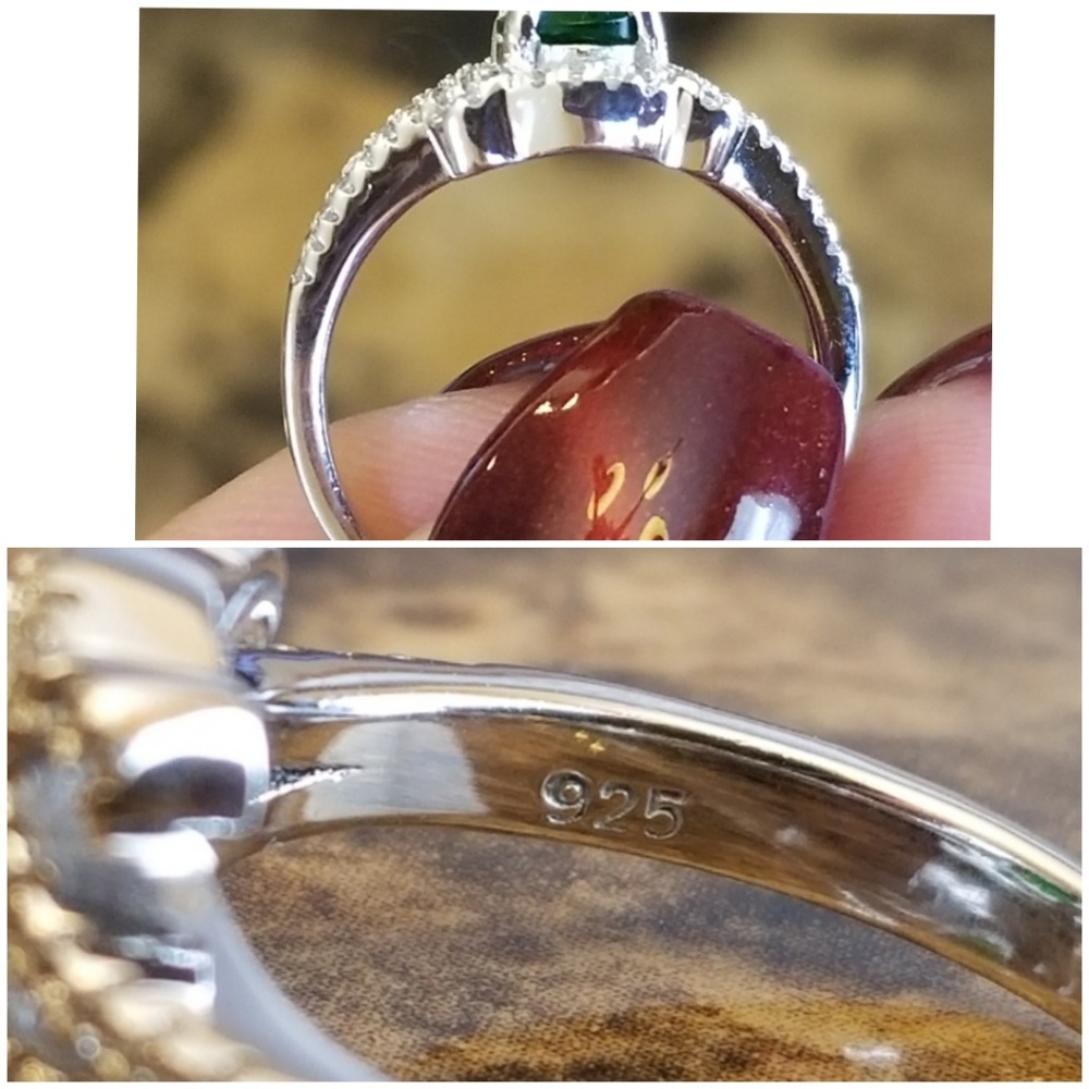 Crimsonterp Only! 
Genuine 2ct Emerald and White Sapphires Ring 8 - Picture 6 of 6
